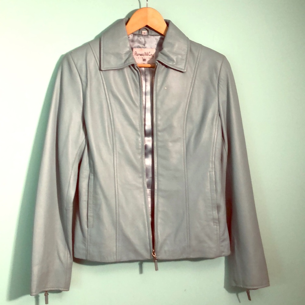 Blue leather jacket
